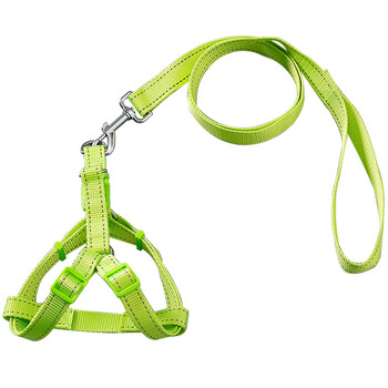狗链 狗狗牵引绳胸背带泰迪小狗背心式遛狗绳子宠物用品 反光丝绿色 m