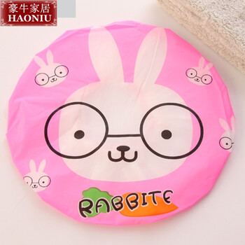 可爱卡通萌系洗澡浴帽防油烟加厚防水洗头帽女款淋浴沐浴帽 兔子