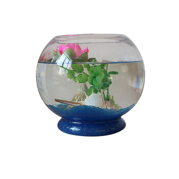 迷你鱼缸小型乌龟缸圆形金鱼缸圆缸 bmjj 25d送彩石 仿真水草 贝壳