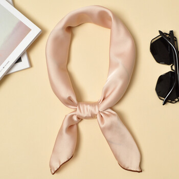 snight方巾女链条印花休闲小丝巾女工装职业领巾韩版 雪芽粉 70x70cm