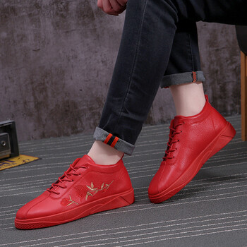 领钻社会风精神小伙网红透气刺绣板鞋男士运动休闲鞋 红色 39码