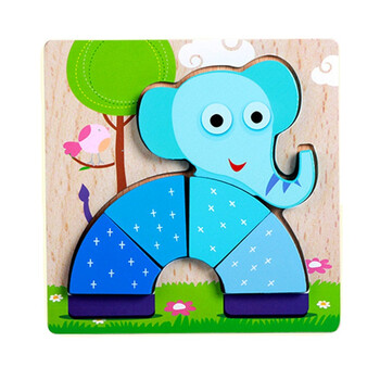儿童益智3d立体拼图木质制拼板模型男女孩宝宝早教1-3-6周岁玩具 大象
