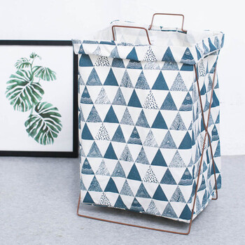 篓子有收纳筐放脏衣服的懒角落简约家用布艺 蓝色三角铁架_现价77元