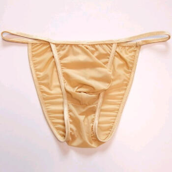 男士性感小三角裤低腰透明细带男式内裤t裤 肉色 均码