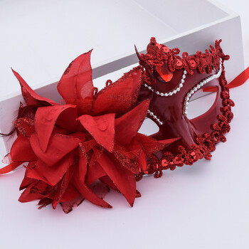 面具半脸性感派对公主万圣节面具儿童加花面具 白雪公主面具(红色)