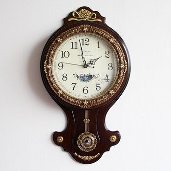 鱼尾铜钟中式客厅摆钟钟静音纯铜挂钟时尚转运钟表 2825阿拉伯数字 14