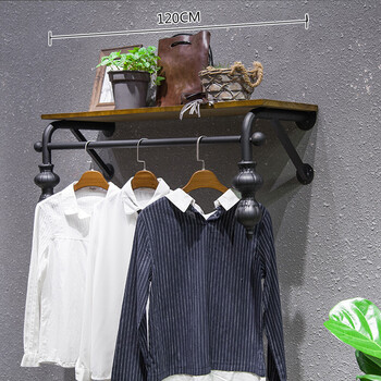 铁艺服装店衣架展示架复古男女装童装货架上墙壁挂式侧挂衣服架子