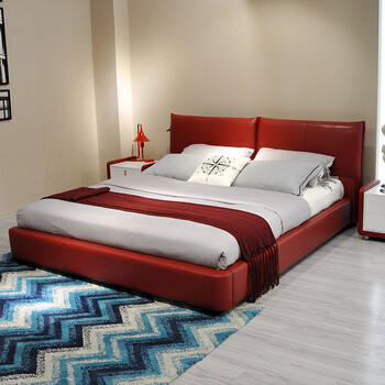 8米简约现代储物婚床一米八的床家居 酒红色 1350mm*2000mm