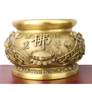 真全铜器纯铜香炉黄铜香炉铜莲花香炉法界蒙熏香炉工艺品摆件黄法界蒙