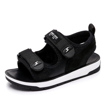 夏季新款皮男童凉鞋中大童男孩沙滩鞋宝宝鞋韩版潮儿童凉鞋 1_黑色 39