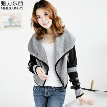 
                                        时尚承诺短款棉服女2018新品韩版显瘦冬季印字加厚学生大毛领小棉袄面包服棉衣外套 灰色 M建议体重95-105斤                