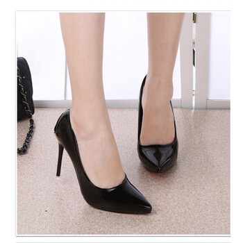 大东色品牌女鞋性感百搭夜店10公分细跟超高跟浅口尖头公主皮鞋优雅单