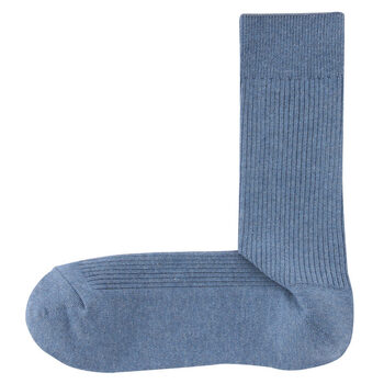 无印良品 muji 男式 棉混合脚直角 罗纹袜(男士 可选) 灰蓝色 25-27cm