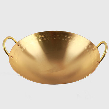 铜炒锅 黄铜锅 加厚 手工铜锅 铜酒吧鼎 铜炒锅 纯黄铜制品黄铜鼎