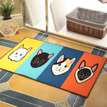 3d印花进门门厅防滑垫厨房卧室浴室卫生间门口吸水脚垫-ys 四色猫 50*