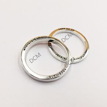 dcm 925纯银手工定制侧面刻字戒指生日礼物男女情侣对戒学生简约清新