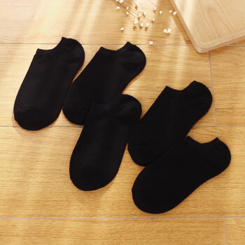 短袜子女士低帮秋季针织袜浅口隐形原宿风防臭运动袜全棉船袜 纯黑色