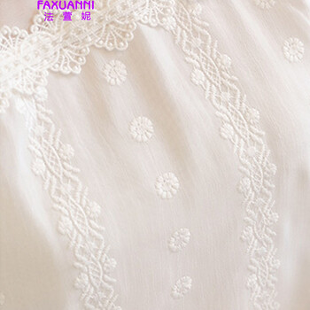 
                                        法萱妮 2015秋冬新款女装白色长袖娃娃领雪纺蕾丝打底衫3314# 白色 M                