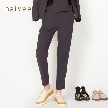Naivee/纳薇2015秋专柜新品英伦复古时髦条纹锥形西裤156250934 18深灰 34/S/155