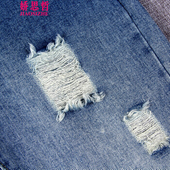 娇思哲 2015秋韩版学院风背带裤百搭连体裤女破洞宽松卷边宽松牛仔裤九分裤潮 蓝色单件背带裤 L