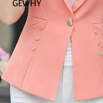 GEWHY 2015秋装新款百搭韩版修身小西装女潮 990 皮粉 M