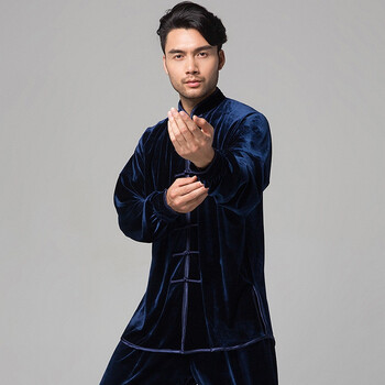 太极服金丝绒女秋冬季男中国风加厚太极拳武术表演服中老年不倒绒