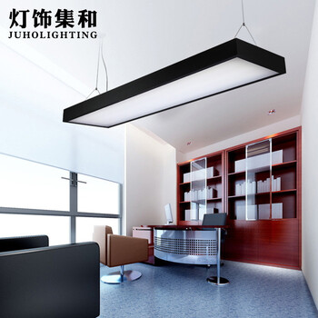 集和 T5简约现代LED办公室吊灯 长条拼接工作吊灯 创意书房照明灯具节能吊灯 黑色拼接吊灯 1.2x0.25灯管款