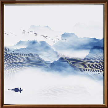 现代抽象画新中式祥云山水挂画客厅沙发墙装饰画玄关过道走廊画书房
