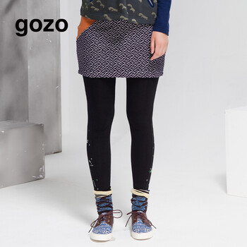 gozo  秋季新款 拼色 图案针织短裙  GC4A200500 深蓝色 M