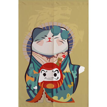 日式猫布艺门帘风水隔断帘子寿司料理餐馆饭店遮挡帘半帘包厢 猫7