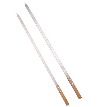 一口米 木柄烧烤签子不锈钢 大扁签 加厚户外烧烤工具 厨房小工具 大