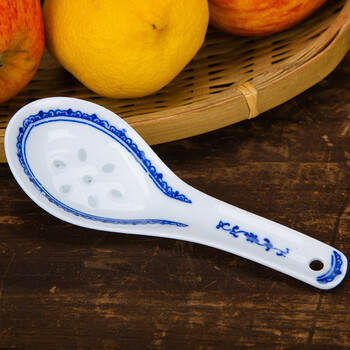 6个小勺子汤勺调羹汤匙景德镇中国老式玲珑青花瓷餐具 小号青花玲珑小