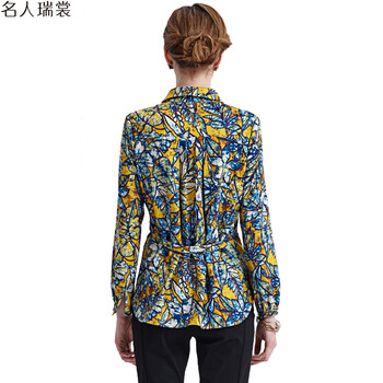 名人瑞裳春季新款气质针织衬衫 女 印花色 L