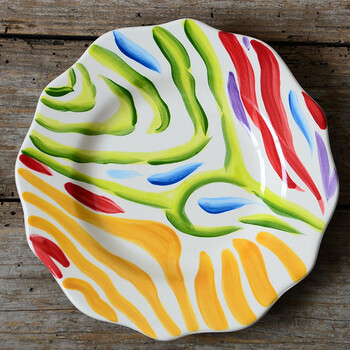 盘餐具手绘彩绘餐具陶瓷圆形菜盘子平盘西餐盘点心盘早餐盘装饰盘挂盘