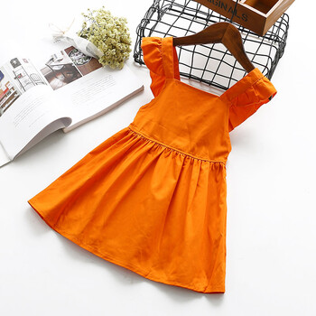 连衣裙夏装2018新款公主儿童韩版无袖背心裙宝宝露背公主裙 31316橙色