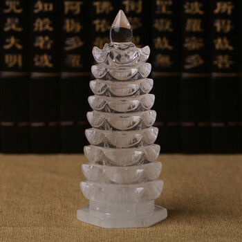 钻至宝天然白水晶塔摆件旺事业水晶宝塔 高34cm