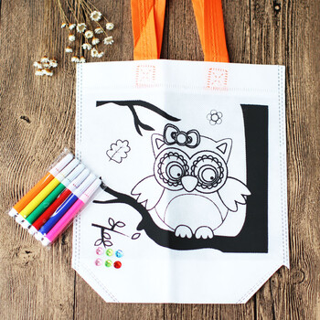 六一儿童节diy环保袋涂鸦包 绘画无纺布袋子 填色涂色儿童手工制作