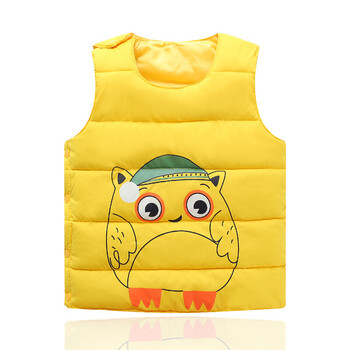 2018时尚羽绒马甲 卡通童马甲背心 童装 猫头鹰-黄色 120cm