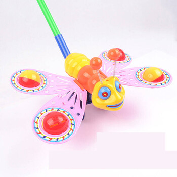 手推飞机单杆响铃手推车宝宝学步手推车推推乐玩具-1-3岁 d推蝴蝶