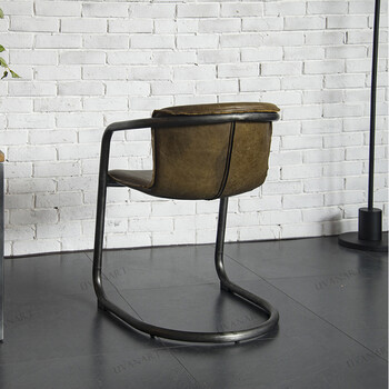 工匠时光 oei工业风铁艺电脑椅复古头层牛皮书椅单人椅办公椅子 电脑