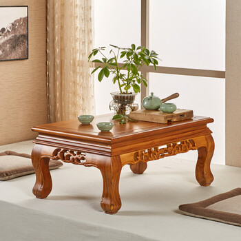 炕桌实木中式茶几茶桌地桌矮桌榆木榻榻米飘窗桌炕几小桌子床上桌 55*