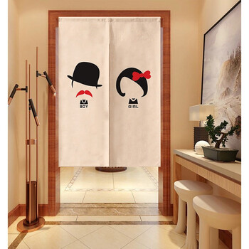 新品门帘棉麻卫生间个性半帘顶装隔断厕所多款式布帘子定制 wc10 定制