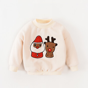 男女童卡通圣诞卫衣2017新款冬装儿童可爱加绒套头衫宝宝休闲上衣.