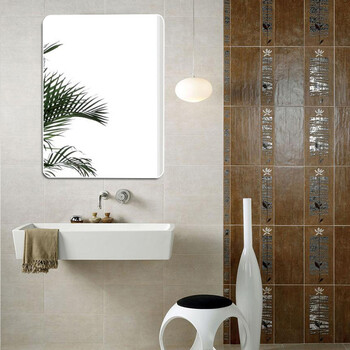 梳妆镜卫浴镜卫生间洗漱镜壁挂镜子化妆镜 直角斜边30x42粘胶 免钉胶