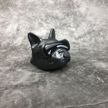 车载香水香薰摆件汽车香水扩香石狗头太空法斗斗牛犬车内装饰 灰色