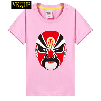 vkque 卡通京剧亲子装春夏装脸谱男女短袖t恤学生班服表演活动童装