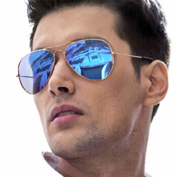 亿眸 玻璃镜片 防紫外线 时尚款男女同款太阳镜防晒司机眼镜驾驶墨镜 玻璃蓝色款