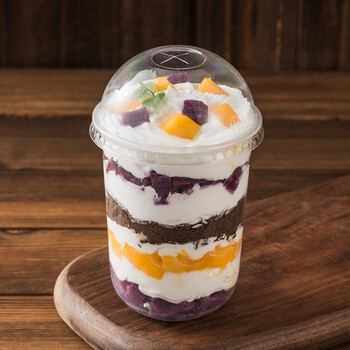 奶茶杯一次性 水果捞打包杯子透明 塑料冷饮料果汁胖胖杯 u型 500ml