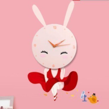 创意3D立体环保壁纸墙贴钟表挂钟 艺术壁钟 儿童房挂钟 兔女郎