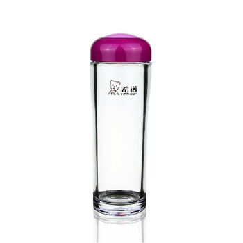 
                                        希诺隔热塑料杯/抗摔PC杯 办公杯带盖 随手杯男女士茶水杯XN-8033 310ML 玫红色                